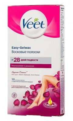 Купить veet easy-gelwax (вит) полоски восковые для тела с ароматом бархатной розы и эфирными маслами, 10 шт в Кстово