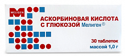Купить аскорбиновая к-та с глюкозой мелиген, таблетки массой 1г 30шт бад в Кстово