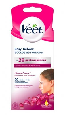 Купить veet easy-gelwax (вит) восковые полоски для лица с ароматом бархатной розы, 20 шт в Кстово