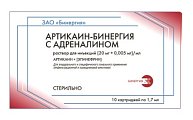 Купить артикаин-бинергия с адреналином, раствор для инъекций 20мг/мл+0,005мг/мл, картридж 1,7мл 10шт в Кстово