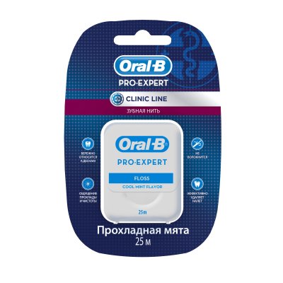 Купить oral-b (орал-би) зубная нить clinic line proexpert мятная, 25м в Кстово