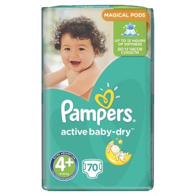 Купить pampers active baby (памперс) подгузники 4+ макси+ 10-15кг, 70шт в Кстово
