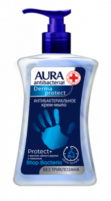 Купить aura (аура) дерма протект крем-мыло антибактериальное протект+ 250мл в Кстово