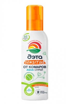 Купить дэта aqua спрей от комаров для чувствительной кожи для взрослых и детей с 9 месяцев, 100мл в Кстово