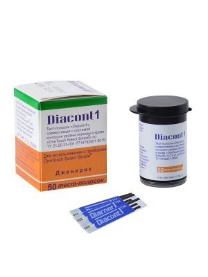 Купить тест-полоски diacont 1 (диаконт1), совместимые с системами контроля уровня глюкозы в крови onetouch select simple, 50шт в Кстово