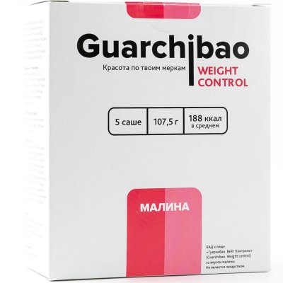 Купить гуарчибао (guarchibao) вейт контрол, со вкусом малины порошок пакет-саше 21,5г 5 шт бад в Кстово