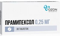 Купить прамипексол, таблетки 0,25мг, 30 шт в Кстово