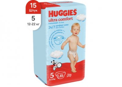 Купить huggies (хаггис) подгузники ультра комфорт для мальчиков 12-22кг 15шт в Кстово