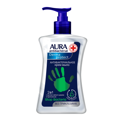 Купить aura (аура) дерма протект крем-мыло антибактериальное 2в1, 250мл в Кстово