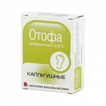 Отофа, капли ушные 2,6%, флаконы в комплекте с пипеткой 10мл