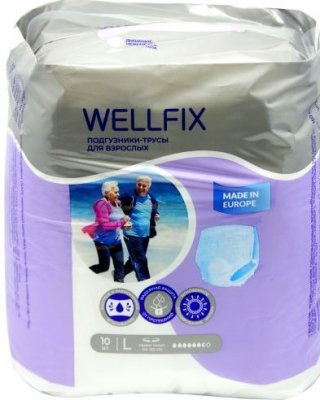 Купить подгузники-трусы для взрослых веллфикс (wellfix) размер l 10 шт в Кстово