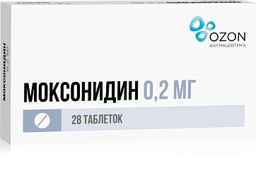 Моксонидин, таблетки, покрытые пленочной оболочкой 0,2мг, 28 шт