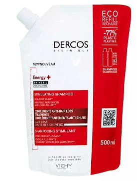 Vichy Dercos (Виши) Шампунь против выпадения волос Energy+, 500 мл 1 шт Eco-Refill сменный блок