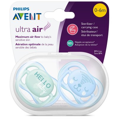 Купить avent (авент) пустышка силиконовая ultra air для мальчиков 0-6 месяцев 2 шт (scf342/20) в Кстово