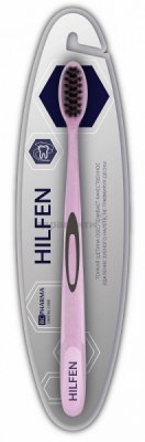 Купить хелфен (hilfen) зубная щетка средней жесткости черная щетина розовая, 1шт в Кстово