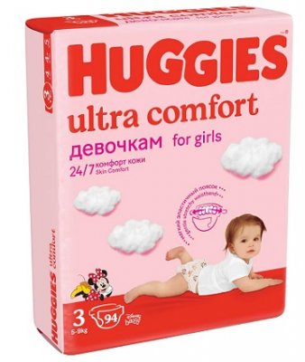 Купить huggies (хаггис) подгузники ультра комфорт для девочек, 5-9кг 94 шт в Кстово