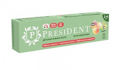 Купить президент (president) зубная паста для детей 3-6лет фрутовый микс, 43г 50rda в Кстово