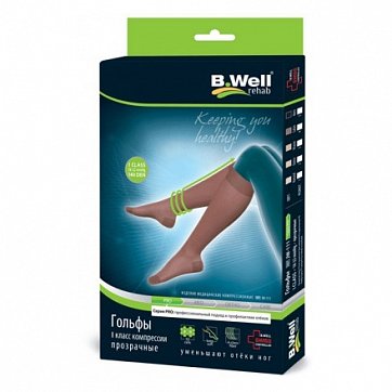B.Well (Би Велл) гольфы компрессионные PRO JW-111 прозрачные 1 класс компресии, размер 4 черные