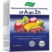 Купить витаминно-минеральный комплекс от а до zn, таблетки, покрытые оболочкой 1350мг, 30 шт бад в Кстово