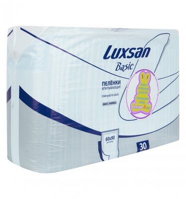 Купить luxsan (люксан) пеленки впитывающие бейсик нормал 60х90см, 30 шт в Кстово