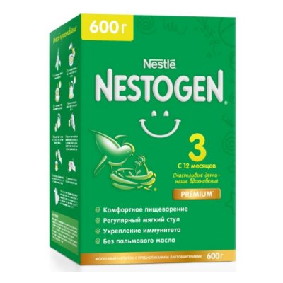 Купить nestle nestogen premium 3 (нестожен) сухая молочная смесь с 12 месяцев, 600г в Кстово