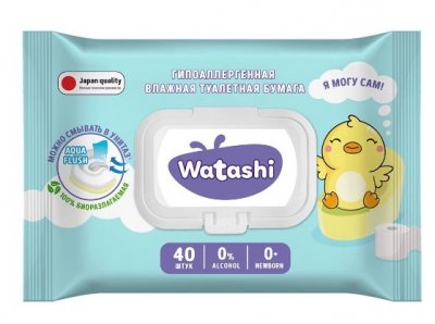 Купить watashi (ваташи) бумага туалетная влажная для детей с рождения, шт в Кстово