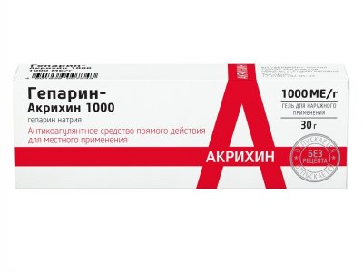 Купить гепарин-акрихин, гель для наружного применения 1000ме/г, 30г в Кстово