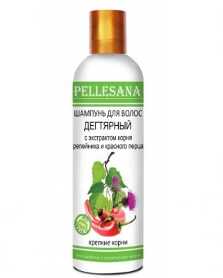 Купить pellesana (пеллесана) шампунь для волос дегтярное с экстрактом  репейника и красного перцем, 250 мл в Кстово