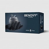 Купить перчатки benovy смотровые нитриловые нестерильные неопудрен текстурир на пальцах размер s 50 пар, черные в Кстово