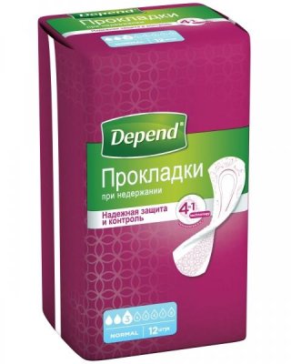 Купить depend (депенд) прокладки при недержании для женщин нормал, 12 шт в Кстово