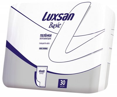 Купить luxsan (люксан) пеленки впитывающие бейсик нормал 60х60см, 30 шт в Кстово
