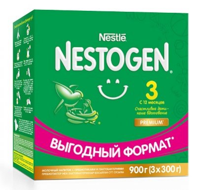 Купить nestle nestogen premium 3 (нестожен) сухая молочная смесь с 12 месяцев, 900г (3х300г) в Кстово