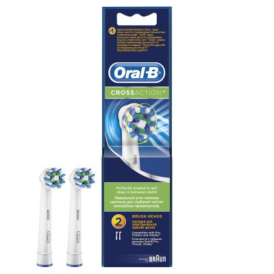 Купить oral-b (орал-би) насадка для электрической зубной щетки crossaction eb50-2, 2 шт в Кстово