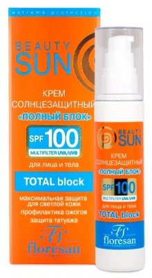Купить флоресан (floresan) beauty sun крем солнцезащитный полный блок, 75мл spf-100 в Кстово