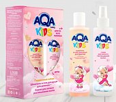 Купить aqa baby (аква беби) kids набор: шампунь и гель для душа для девочек с протеинами пшеницы 200 мл+спрей для легкого расчесывания 200 мл в Кстово