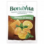 Купить bonavita (бона вита) карамель леденцовая на травах лимон и мята с витамином с, пакет 60г бад в Кстово
