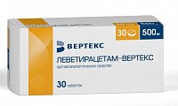 Купить леветирацетам-вертекс, таблетки покрытые пленочной оболочкой 500 мг, 30 шт в Кстово