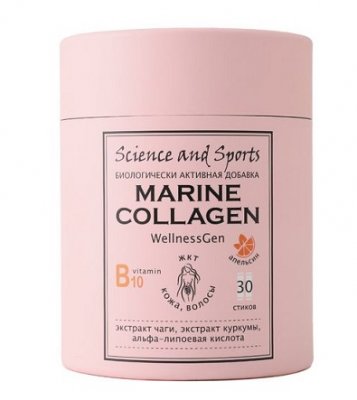 Купить science&sports wellnessgen (сайнс&спортс) коллаген морской для кожи, волос и жкт, порошок со вкусом апельсина, пакет-саше 30шт бад в Кстово