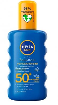 Купить nivea (нивея) sun спрей солнцезащитный защита и увлажнение, 200мл spf50 в Кстово