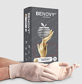 Купить перчатки benovy латексные нестерильные неопудренные текстурир на пальцах хлорированные размер l 50 пар в Кстово