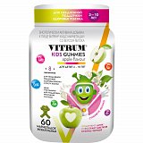 Витрум Кидс, витаминно-минеральный комплекс для детей 3-10 лет, жевательные мармеладки со вкусом яблока 60 шт БАД