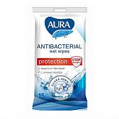 Купить aura (аура) салфетки влажные антибактериальные 15шт в Кстово