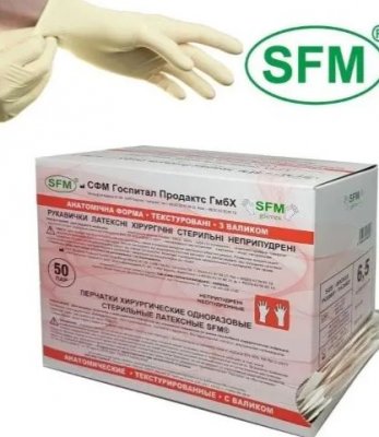 Купить перчатки sfm хирургические латексные стерильные неопудрен текстурир размер 6,5 натуральные, 50 пар в Кстово