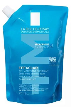 La Roche-Posay Effaclar (Ля Рош Позе) Гель для умывания очищающий пенящийся для чувствительной жирной кожи лица и тела, сменный блок (рефилл), 400 мл