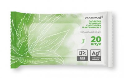 Купить салфетки влажные консумед (consumed) освежающие с алоэ и витамином е, 20 шт в Кстово