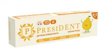 Купить президент (president) зубная паста для детей 0-3лет спелая груша, 32г 25rda в Кстово