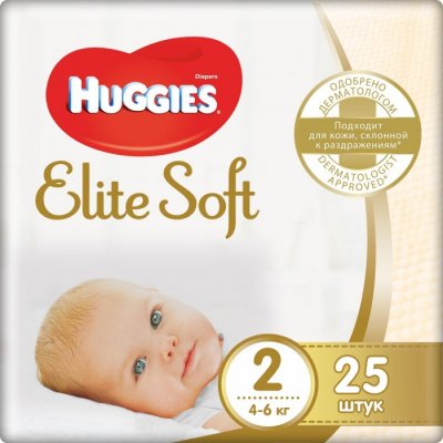 Купить huggies (хаггис) подгузники elitesoft 2, 4-6кг 25 шт в Кстово
