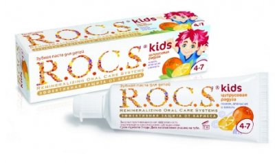 Купить рокс (r.o.c.s) зубная паста для детей лимон/апельсин/ваниль, 45мл (еврокосмед ооо, россия) в Кстово