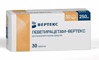 Купить леветирацетам-вертекс, таблетки покрытые пленочной оболочкой 250 мг, 30 шт в Кстово