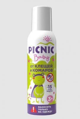 Купить пикник (picnic) baby аэрозоль от клещей и комаров, 125мл  в Кстово